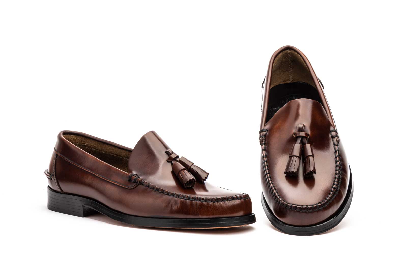 ZAPATO CASTELLANO PARA CABALLERO CON BORLAS SUELA DE CUERO VARIOS COLORES-FABRICADO EN ESPAÑA