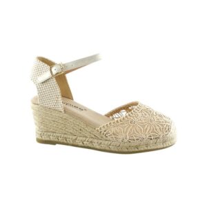 Valenciana de mujer con cuña de yute Zapato cómodo Modelo 28500 Amarpies 4 amarpies valenciana mujer color beig confort cuna yute 28500 katosines
