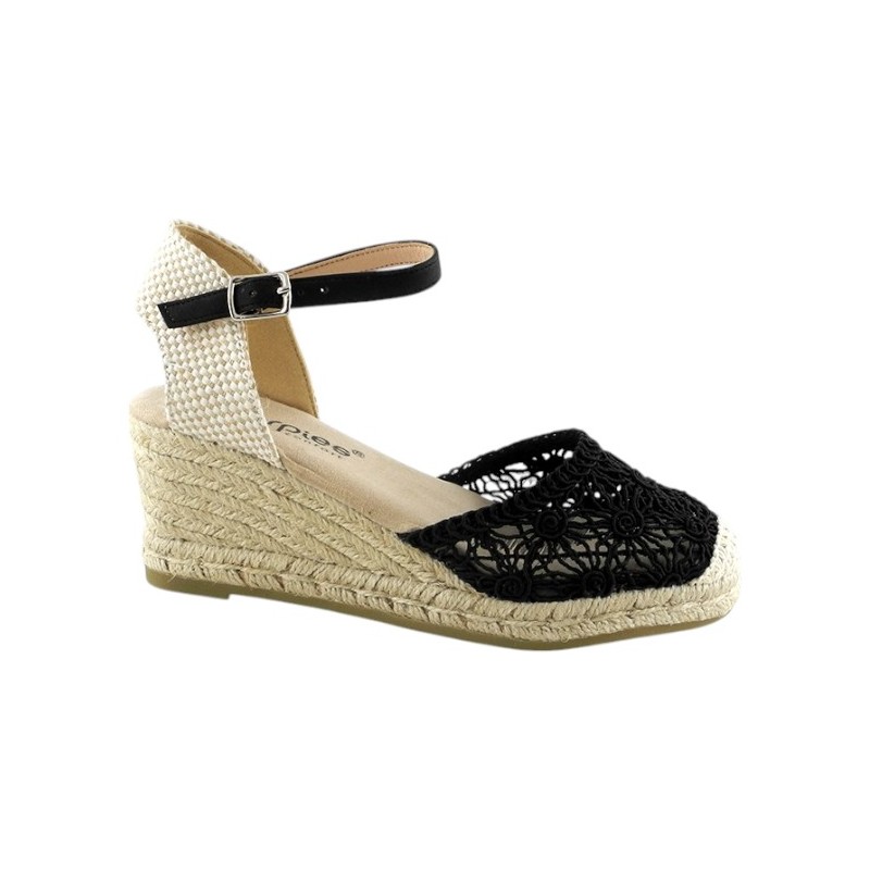 Valenciana de mujer con encaje y cuña de yute – Zapato cómodo y elegante para verano Amarpies