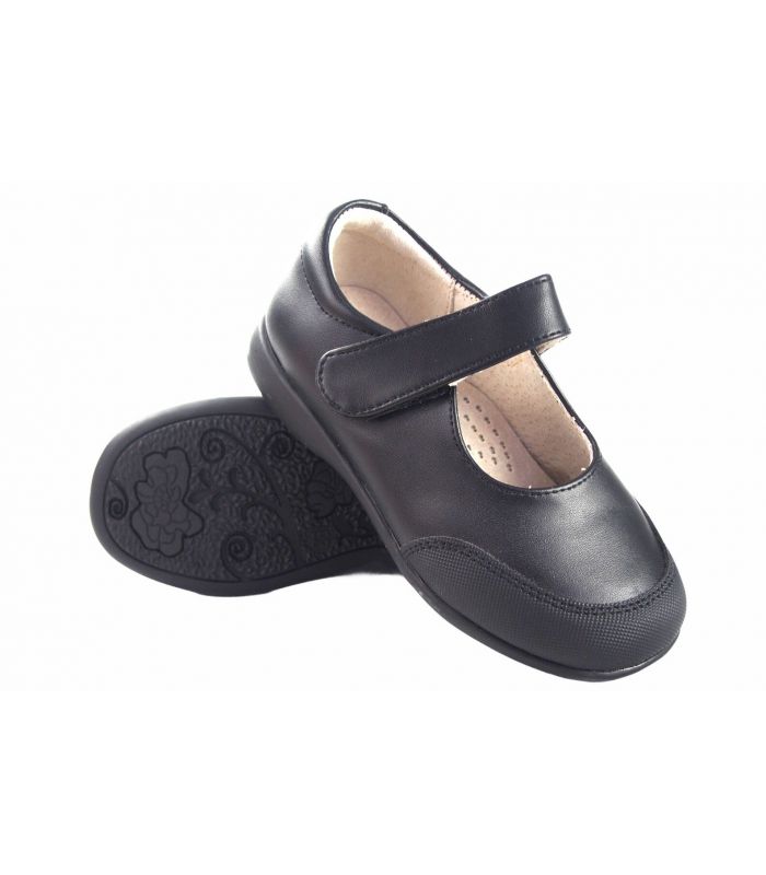 Zapato colegial tipo mercedita con velcro – Calzado infantil cómodo y resistente para niña Bubble