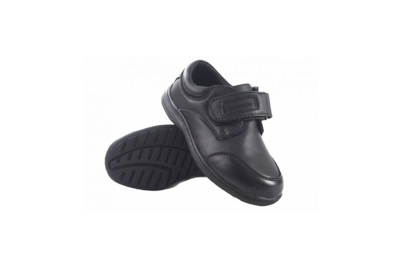 Zapato colegial negro con velcro para niño Bubble A069