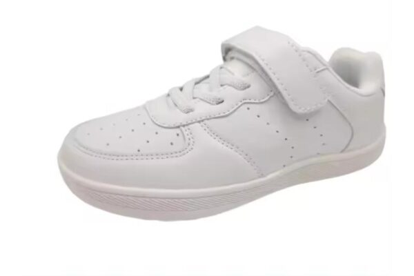 Zapatillas blancas colegial para niño y niña Deportivas con velcro Tallas 24 a 35 Modelo 1225 Demax