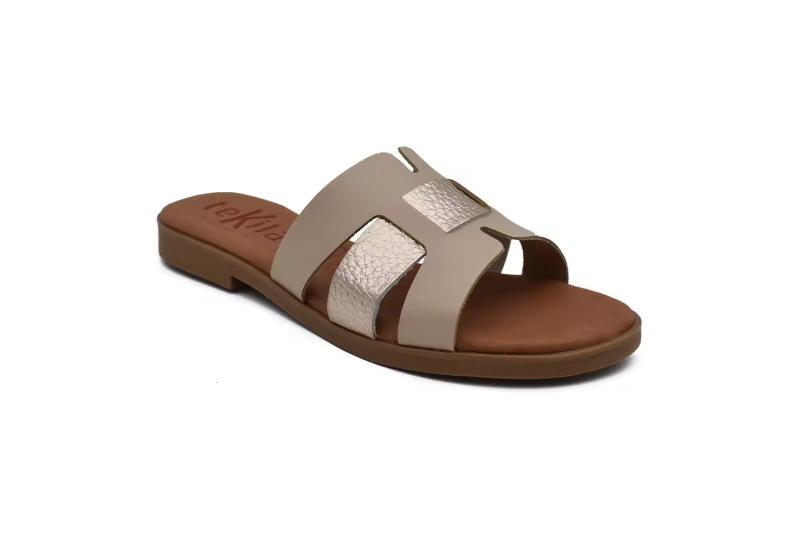 Sandalias planas tipo pala en piel para mujer – Hechas en España Tallas 36 a 40 Modelo 144 Tekkila