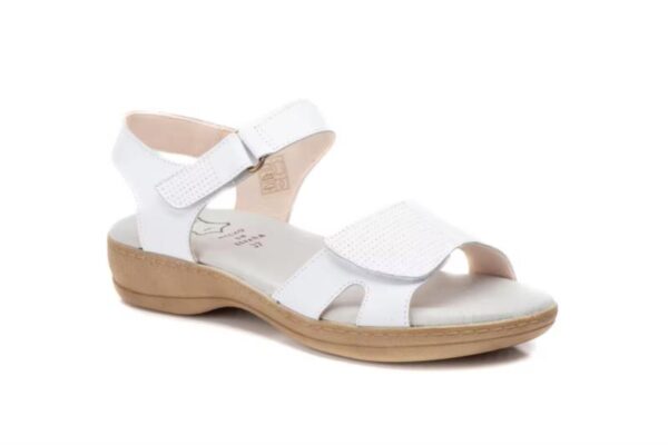 Sandalias blancas para mujer con velcro y suela cómoda Hecho en España Modelo E643 Tallas 36 a 41 Alto Estilo