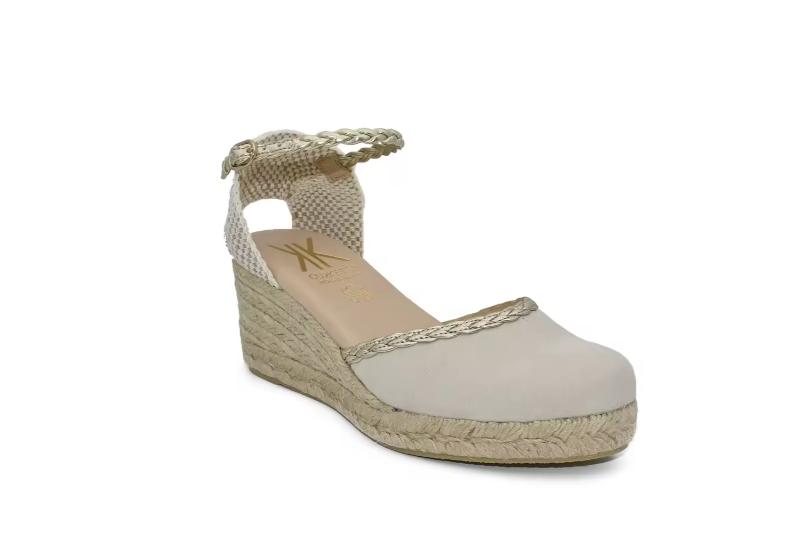 Alpargatas valenciana de cuña para mujer en piel y yute Hechas en España Tallas 36 a 40 Modelo 5012 Cokketa