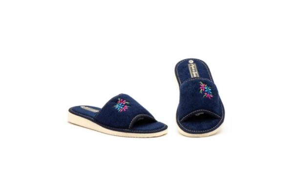 Zapatillas de casa abiertas para mujer con flores bordadas Hecho en España Tallas 36 a 41 Modelo 1444 Jam