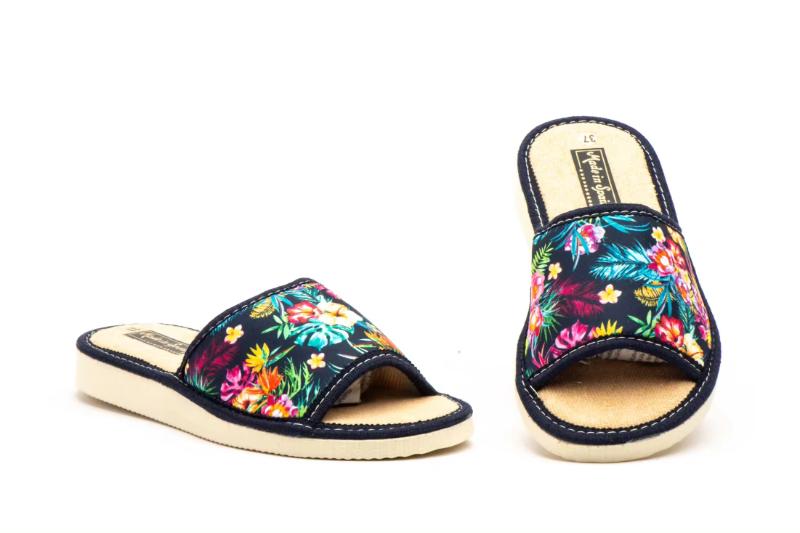 Zapatillas de casa abiertas para mujer con estampado floral Hecho en España Tallas 36 a 41 Modelo 1555 Jam