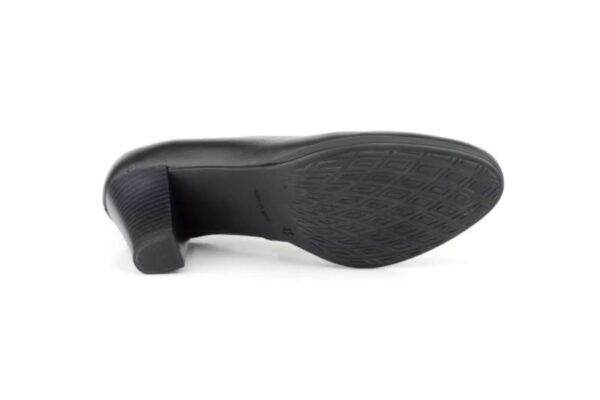 Zapatos de mujer de piel negra con tacón medio-alto clásicos Hecho en España Tallas 36 a 41 Modelo 1586 Par y medio - Imagen 4