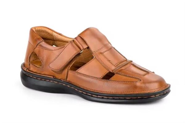 Sandalia de piel para hombre con cierre de velcro Modelo 4015 Tallas especiales 47 a 49 Cactus