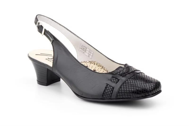 Zapatos de mujer de piel con tacón medio Hecho en España Ancho especial Tallas 36 a 41 Modelo 5122 Jam
