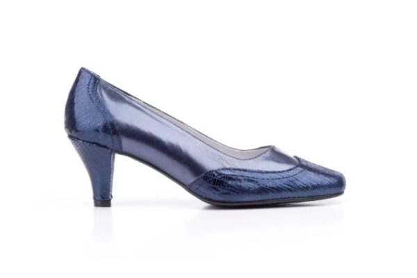 Zapatos de mujer de piel azul con tacón medio Hecho en España Ancho especial Tallas 36 a 41 Modelo 5209 Jam - Imagen 5