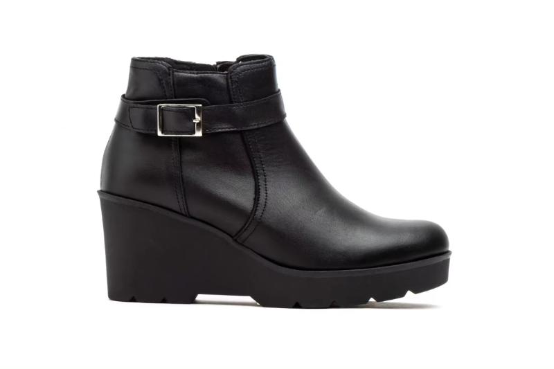 Botines de piel para mujer con cuña alta y hebilla lateral Tallas 36 a 41 Modelo 8891 Jam