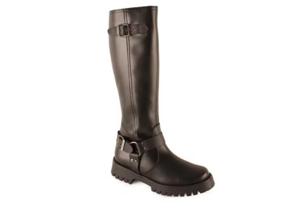 Botas altas de mujer en piel negra con hebillas Calzado cómodo y elegante Hecho en España Tallas 36 a 41 Modelo 15 Tekila - Imagen 3