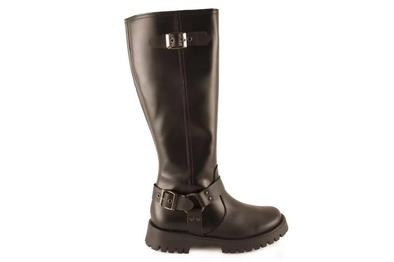 Botas altas de mujer en piel negra con hebillas Calzado cómodo y elegante Hecho en España Tallas 36 a 41 Modelo 15 Tekila