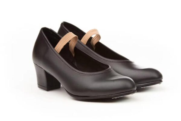 Zapatos de flamenco para niña con tacón y goma de sujeción Modelo 303 Angelitos