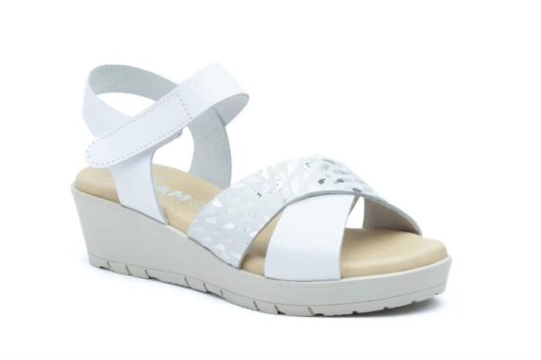 Sandalias de cuña para mujer con velcro y detalle metalizado Hecho en España Modelo 3136 Tallas 36 a 41 Jam - Imagen 4