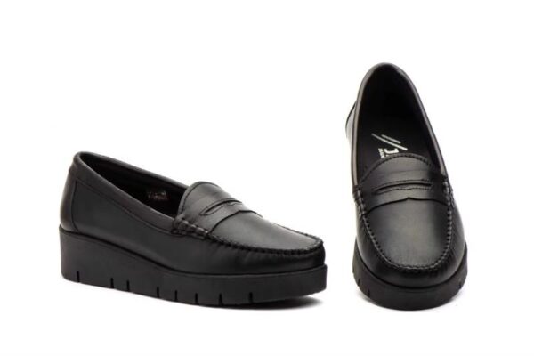 Mocasines negros de piel con plataforma para mujer Tallas 36 a 41 Modelo 3139 Jam