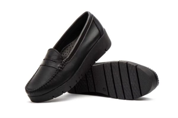 Mocasines negros de piel con plataforma para mujer Tallas 36 a 41 Modelo 3139 Jam - Imagen 2