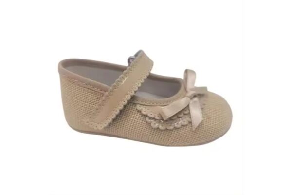 Merceditas de bebé beige de tela con lazo Tallas 16 a 20 Modelo 3202 Citos