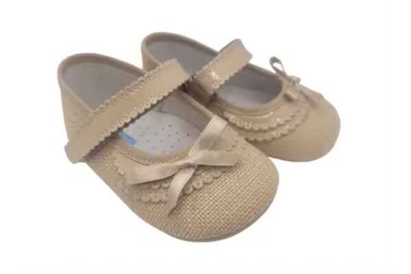 Merceditas de bebé beige de tela con lazo Tallas 16 a 20 Modelo 3202 Citos - Image 3
