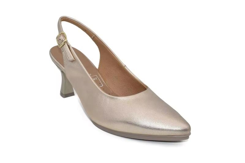 Zapatos de mujer destalonados en piel con tacón medio plantilla Gel Hecho en España Tallas 35 a 41 Modelo 4241 Chamby