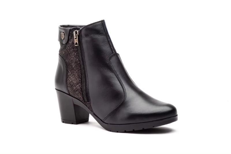 Botines de piel para mujer con tacón cómodo y cremallera Tallas 36 a 41 Modelo 4451 Jam