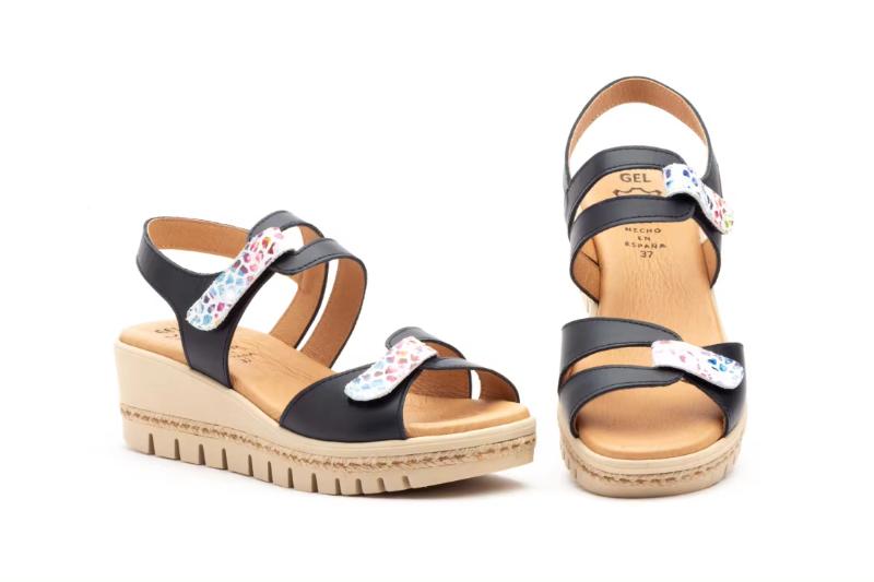 Sandalias de cuña para mujer con velcro Hecho en España Modelo E459 Tallas 36 a 41 Alto Estilo