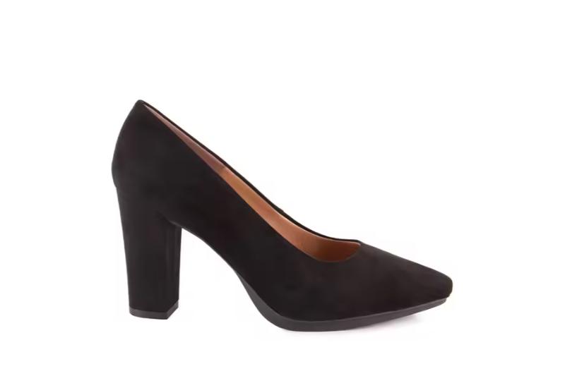 Zapato de salón de serraje con tacón ancho plantilla Gel Hecho en España Tallas 36 a 41 Modelo 4770 Chamby