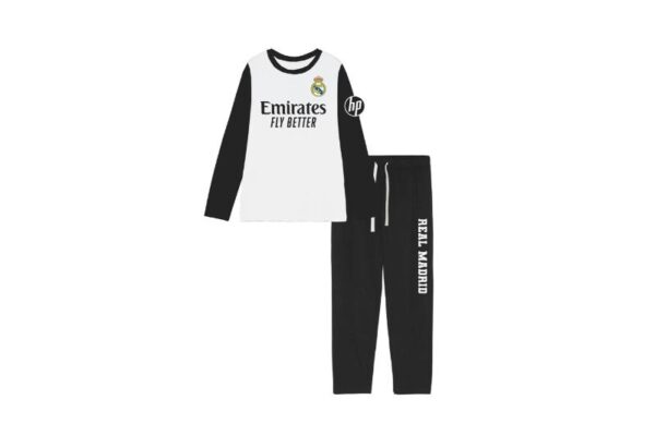 Pijama Real Madrid de manga larga para hombre color blanco y negro Real Madrid