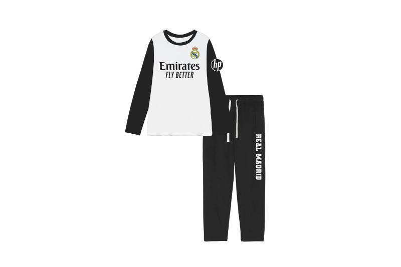 Pijama Real Madrid de manga larga para hombre color blanco y negro Real Madrid