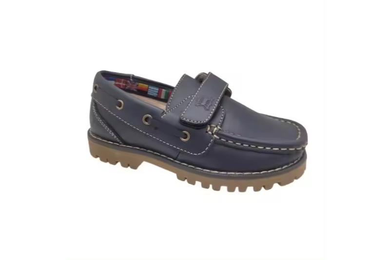 Zapatos náuticos de piel azul para niño con velcro Tallas 31 a 36 Modelo A766 Bubble