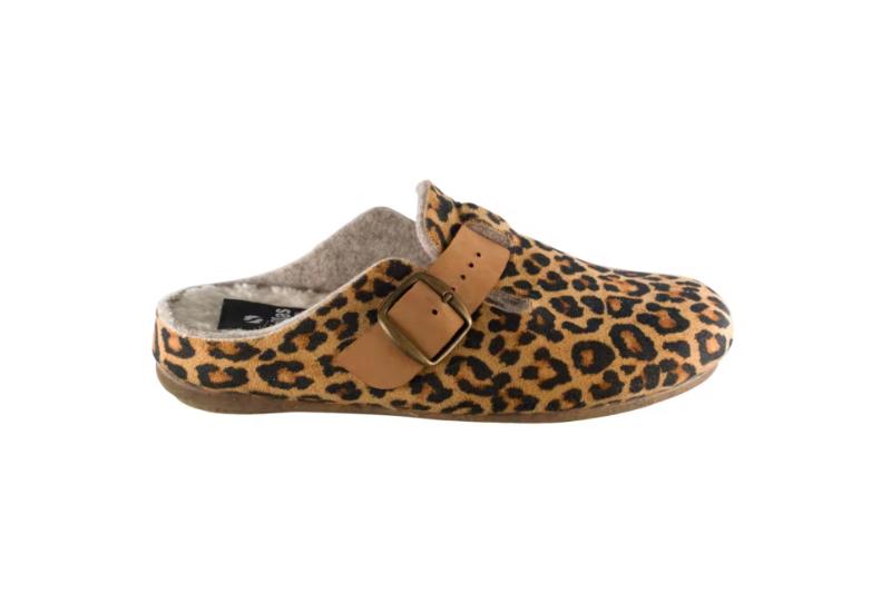 Zapatillas de casa tipo zueco leopardo para mujer Hecho en España Tallas 35 a 42 Modelo 25328 Sevillas