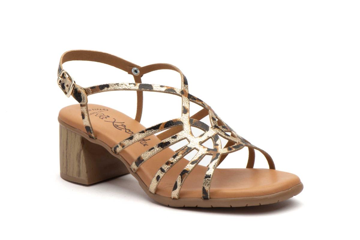 Sandalia tacón de piel para mujer Tallas 36 a 41 Hecho en España Modelo 26041 Xbonita