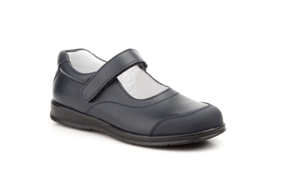 Mercedita colegial de piel con velcro para niña Tallas 26 a 42 Modelo 8029 Jam