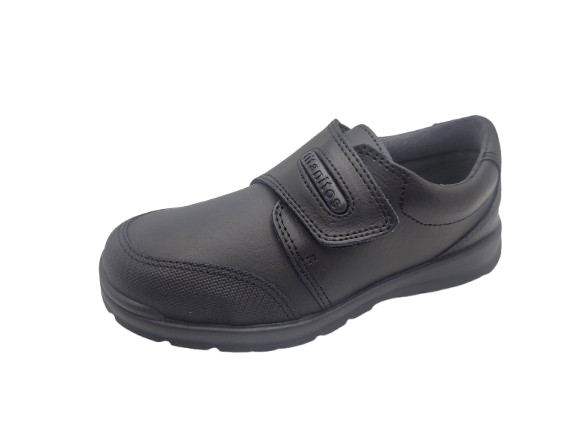 Zapato Colegial niño Piel lavable con Cierre Adhesivo Refuerzo en la Puntera Tallas 24 a 42 Modelo Zeus Titanitos