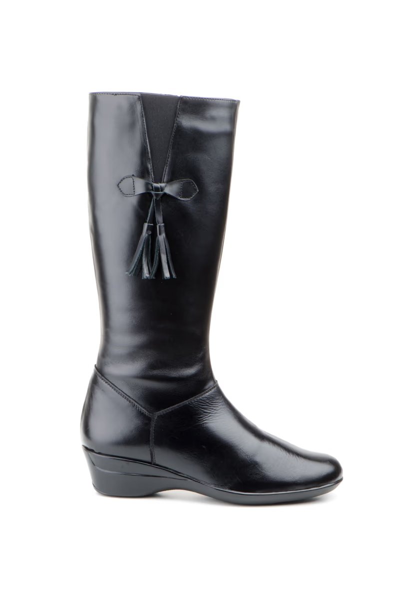 Botas Mujer Piel Negro Cuña Cremallera Borlas Elásticos modelo 1014 Jam 2 Botas Mujer Piel Negro Cuña Cremallera Borlas Elásticos modelo 1014 Jam - Image 2