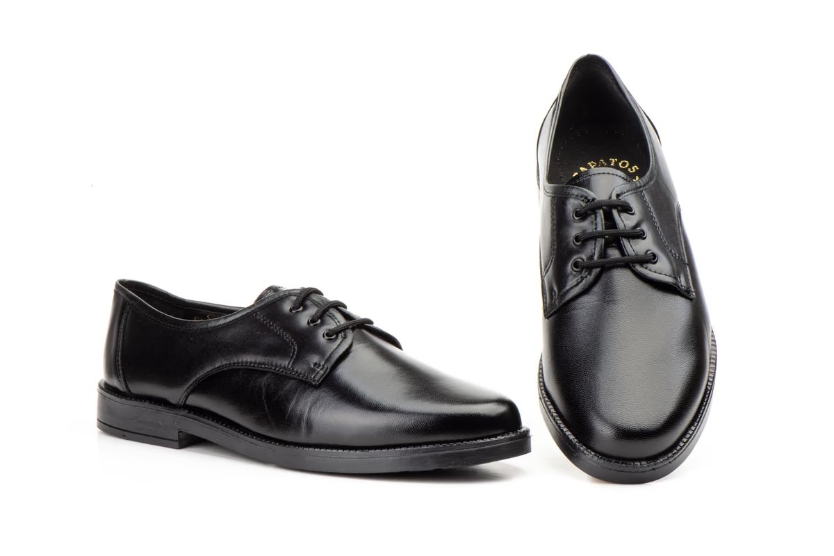 Zapatos con cordones para hombre negros y charol negro Tallas 38 a 46 Modelo 120 Katosines