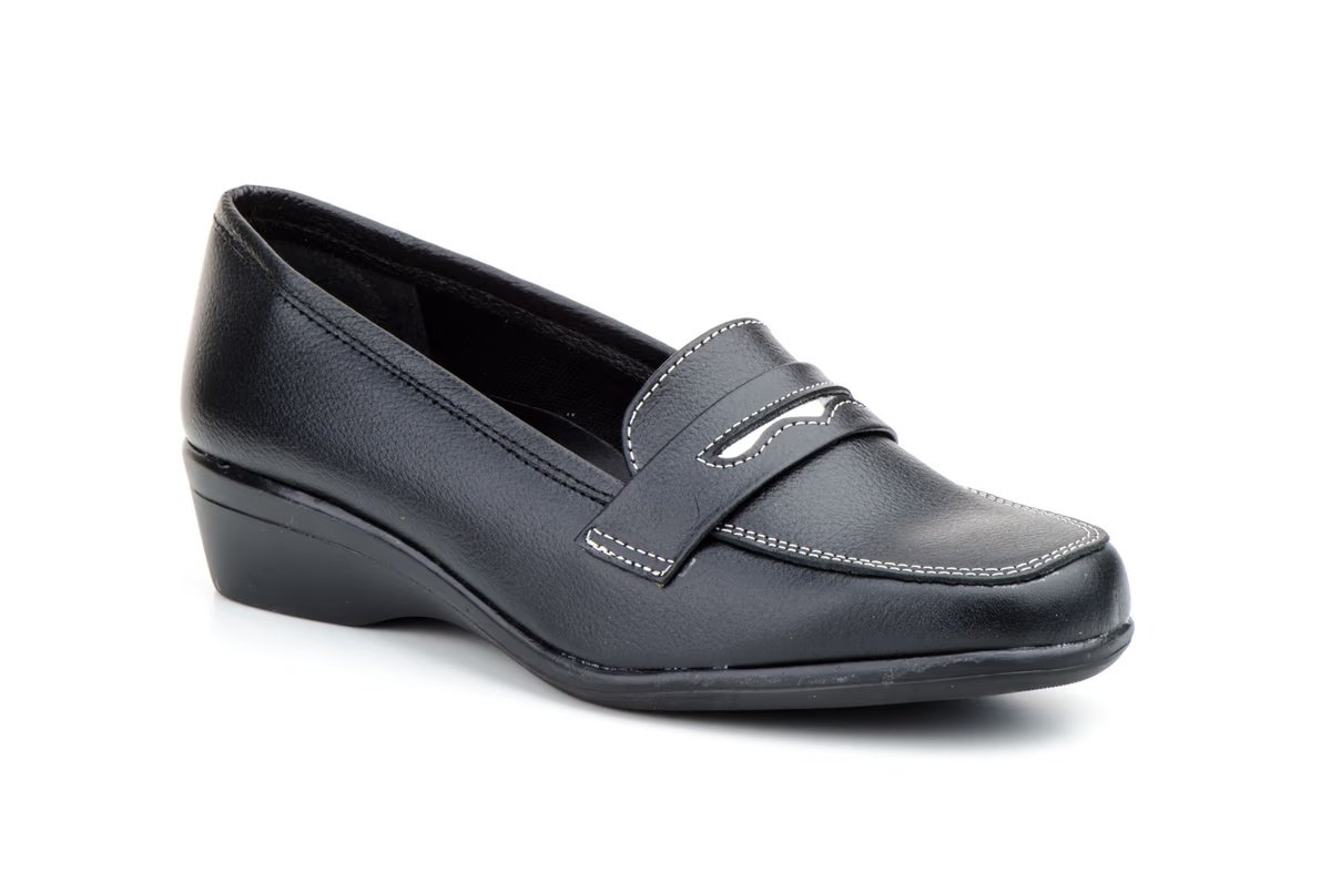 Zapatos Mujer Piel Negro cuña modelo 621 Alto Estilo