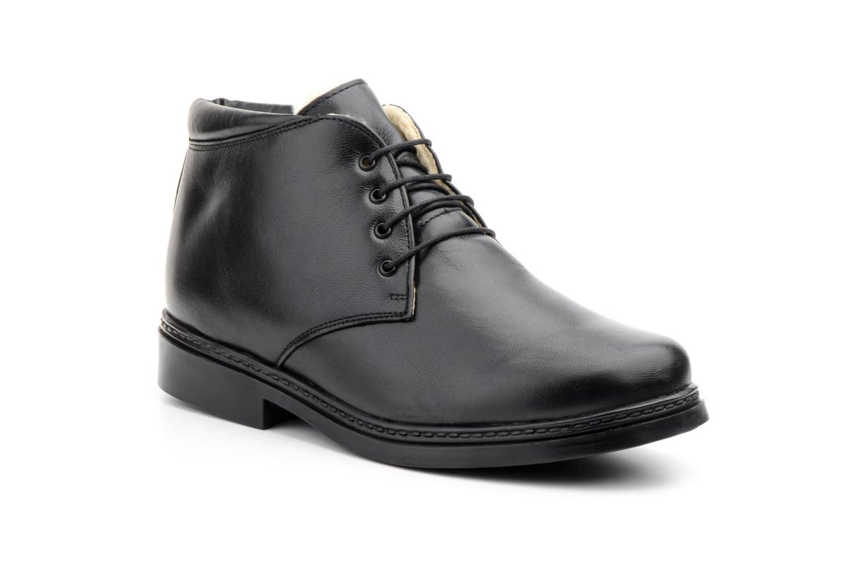 Botines de piel con borreguillo para hombre negros Tallas 39 a 45 Modelo 220b Katosines