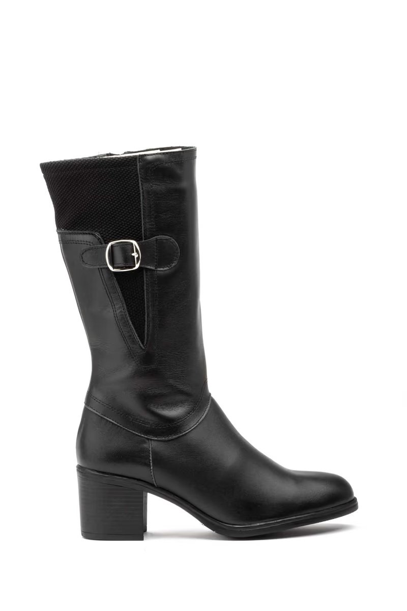 Botas Mujer Piel Negro Licra Hebilla Tacón modelo 90731 Iberico Shoes 2 Botas Mujer Piel Negro Licra Hebilla Tacón modelo 90731 Iberico Shoes - Imagen 2