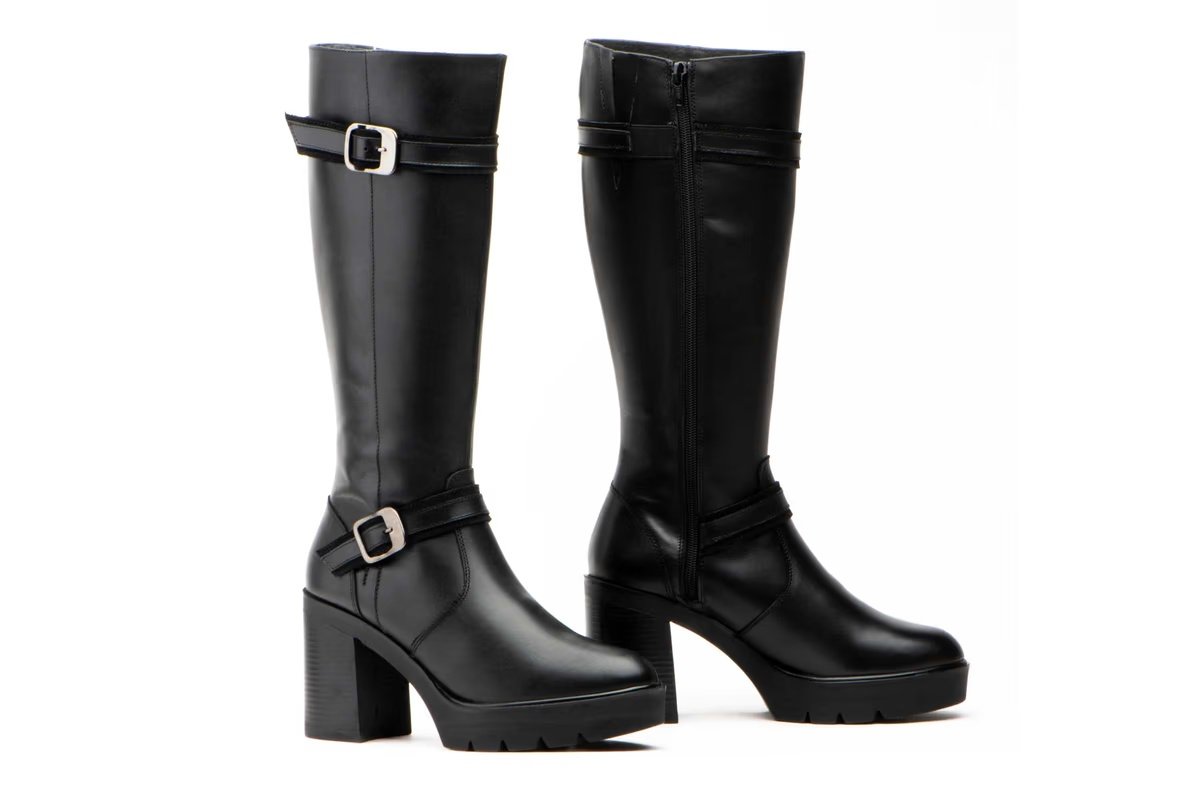 Botas Mujer Piel Negro Hebillas Tacón Alto modelo 90680 Jam