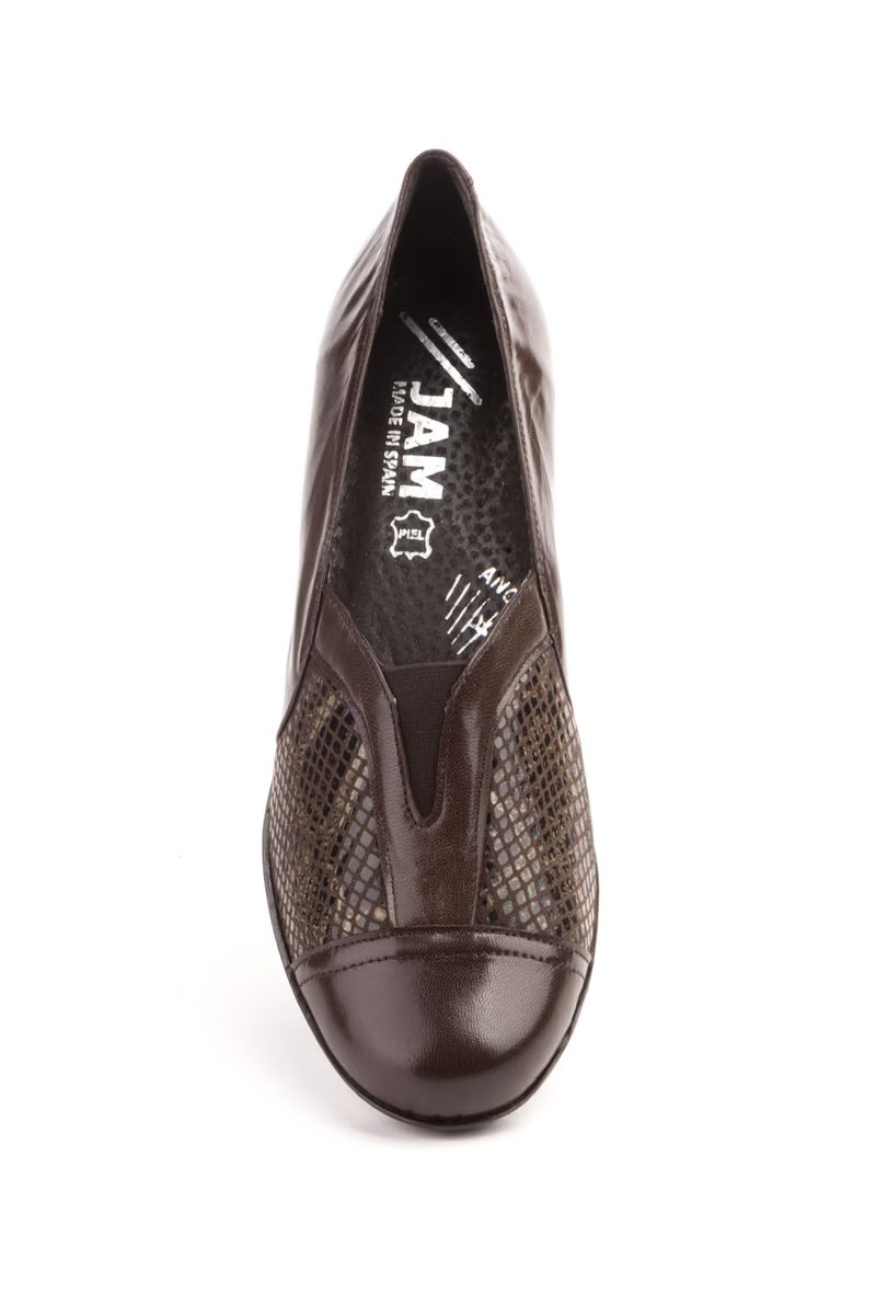 Zapatos Mujer Piel Marrón Lycra modelo 5414 Jam 4 Zapatos Mujer Piel Marrón Lycra modelo 5414 Jam - Imagen 4