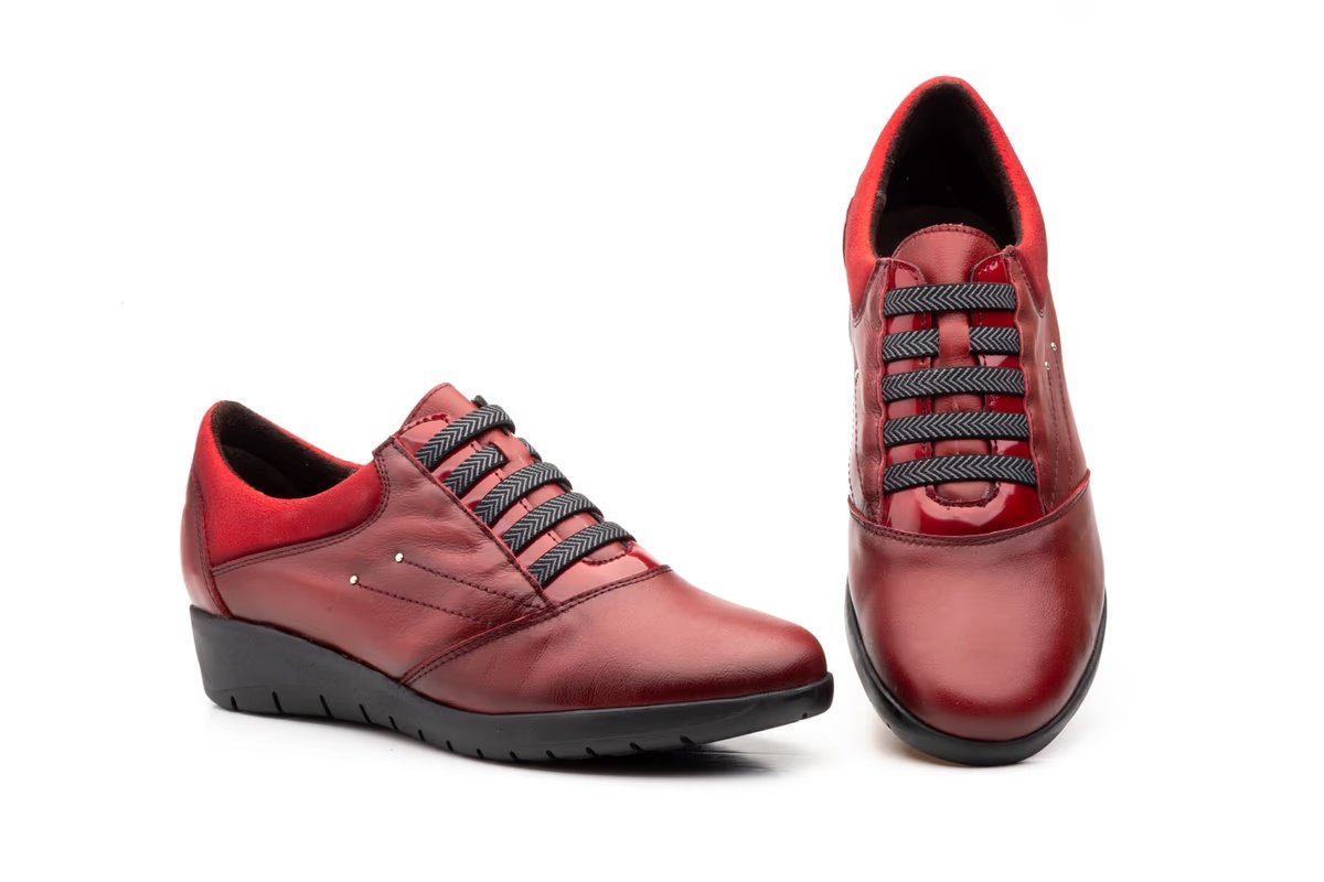 Zapatos Mujer Piel Burdeos Elásticos modelo 5567 Jam