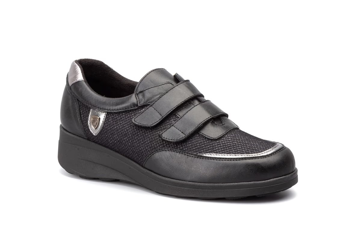 Deportivos Mujer Piel Negro Plata Velcro Ibérico modelo 5582 Iberico Shoes 2 Deportivos Mujer Piel Negro Plata Velcro Ibérico modelo 5582 Iberico Shoes - Imagen 2