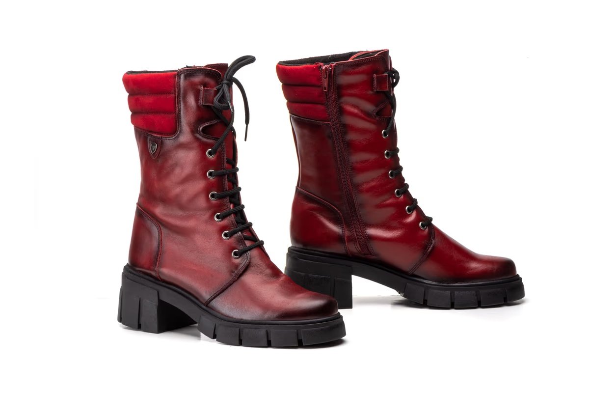 Botas Mujer Piel Burdeos Militar Ibérico modelo 5790 Iberico Shoes