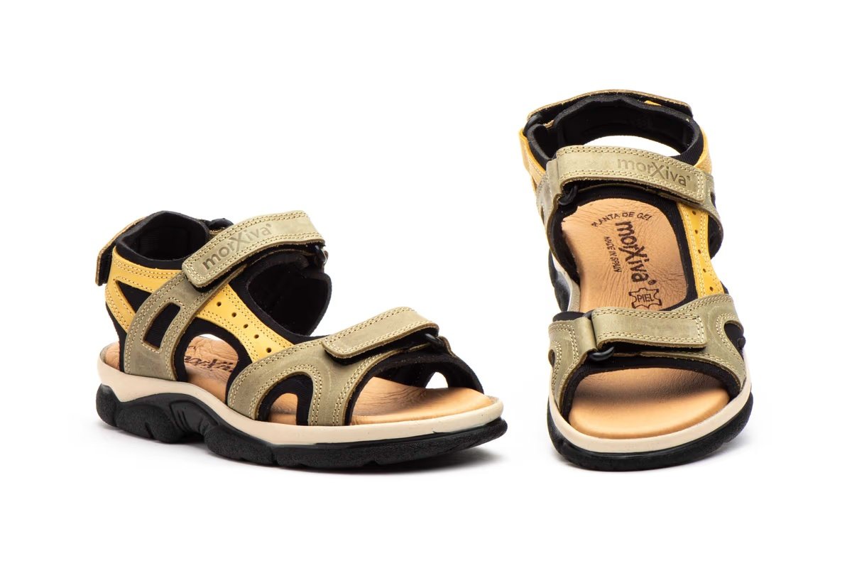 Sandalias de piel para mujer con cierre de velcro modelo 7040 Morxiva
