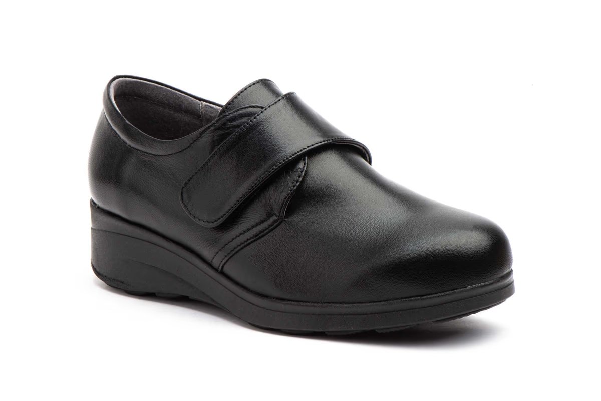 Zapatos Mujer Piel Negro Cierre Velcro Plantilla Extraible Cuña modelo 7436 Jam 2 Zapatos Mujer Piel Negro Cierre Velcro Plantilla Extraible Cuña modelo 7436 Jam - Image 2