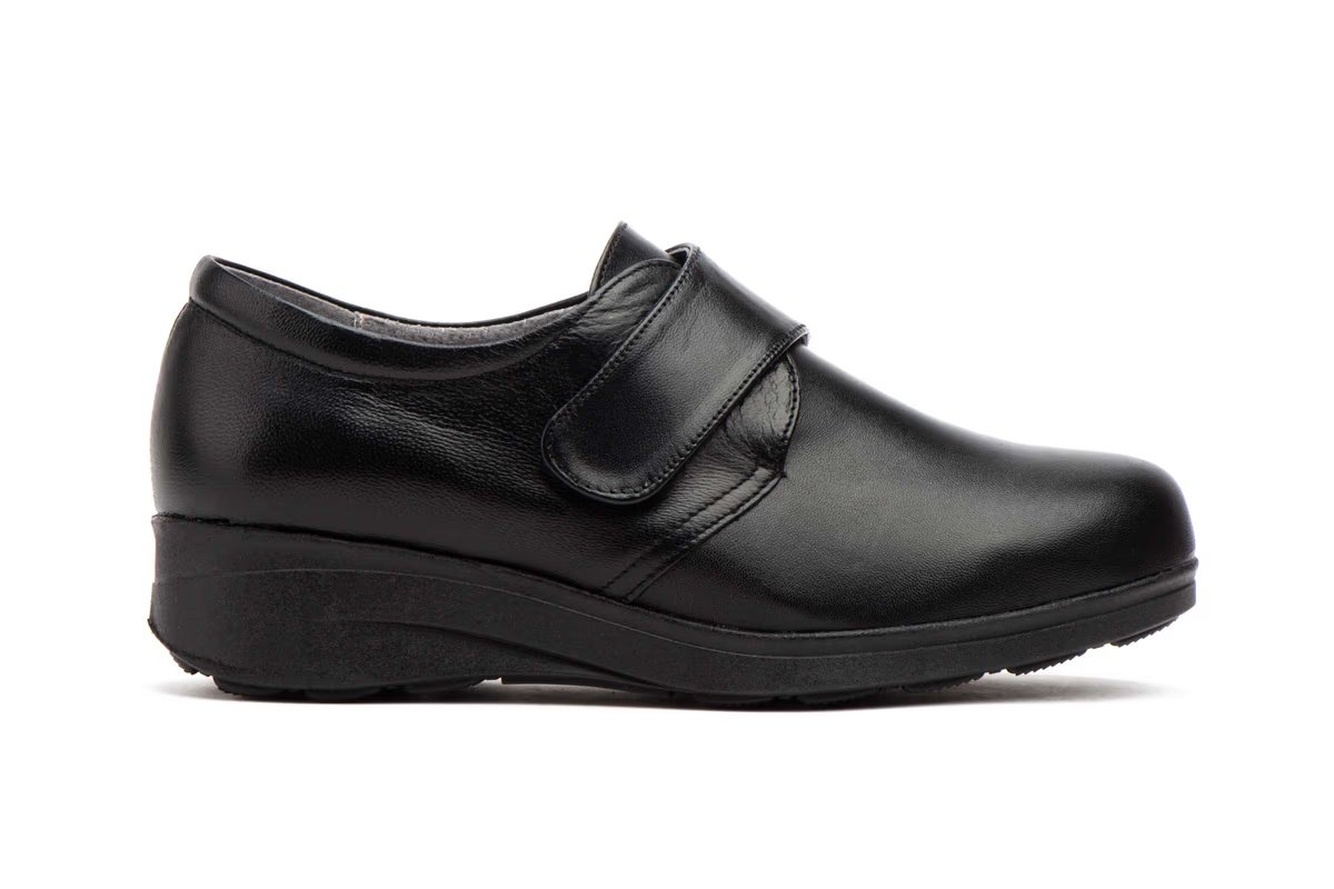 Zapatos Mujer Piel Negro Cierre Velcro Plantilla Extraible Cuña modelo 7436 Jam 3 Zapatos Mujer Piel Negro Cierre Velcro Plantilla Extraible Cuña modelo 7436 Jam - Image 3