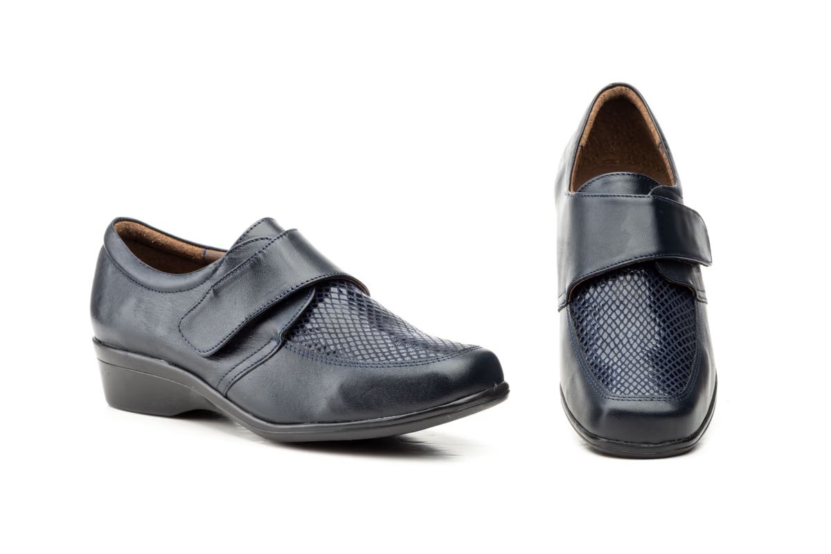 Zapatos Mujer Piel Marino Velcro modelo 796 Jam