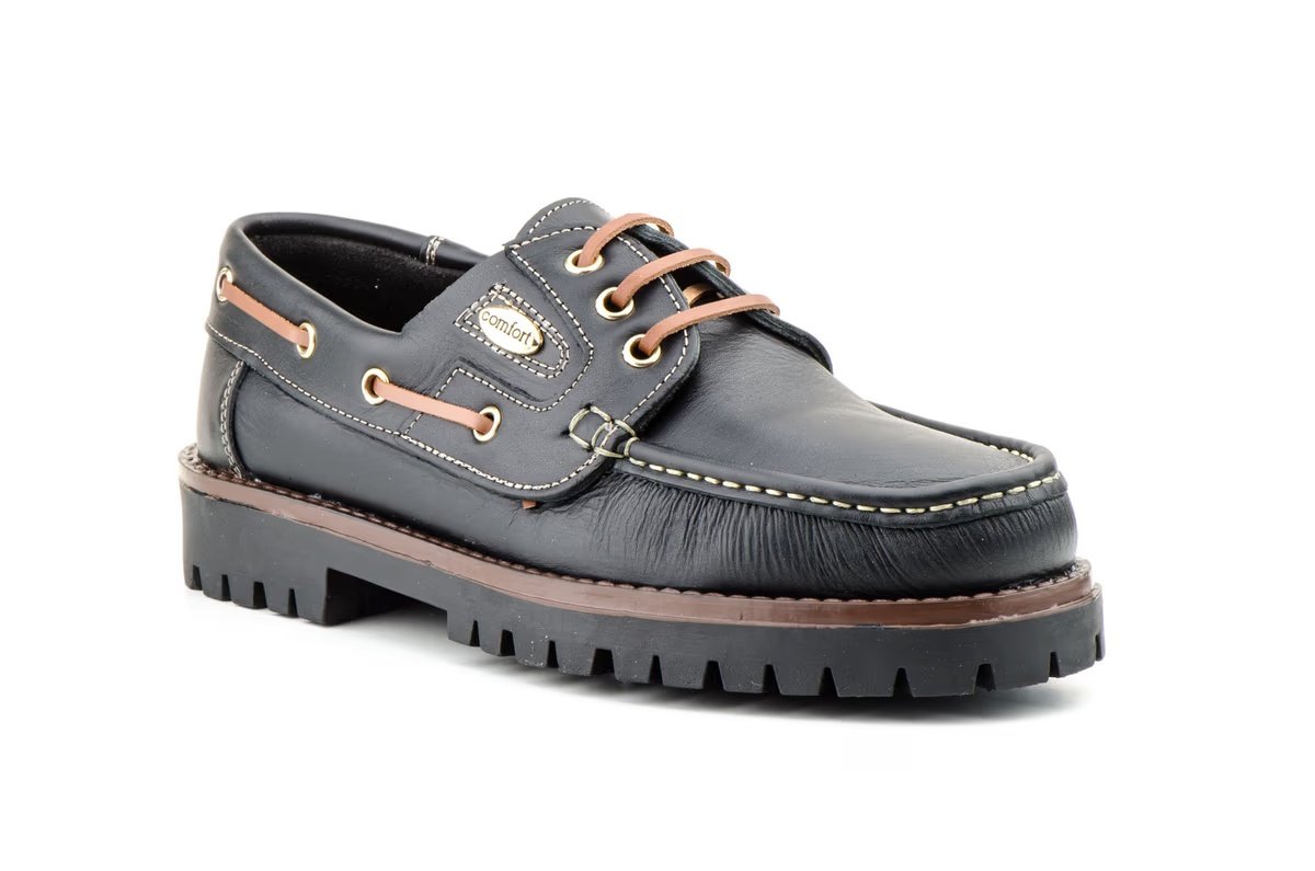 Zapatos náuticos de piel para hombre con suela track Tallas 39 a 46 Modelo 802 Katosines